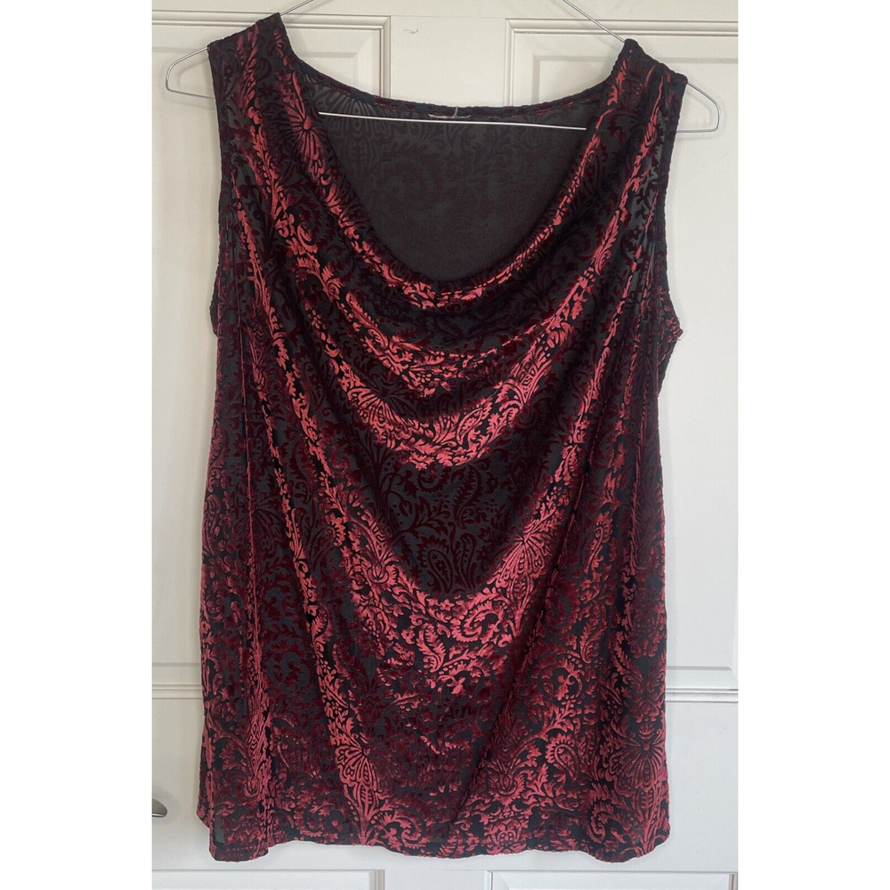 Women’s Burnout Velvet Cowl Neck Tank Sz S/M Whimsigoth Boho Fairy Y2K 90s